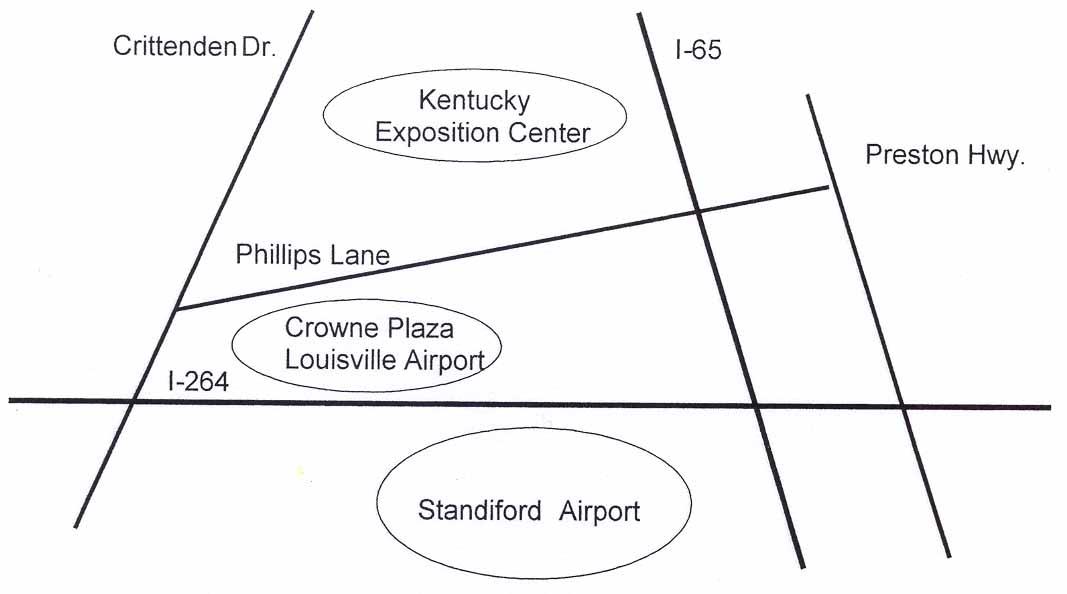 Map to Crown Plaza Louisville Airport & KY Fair & Exposition Center