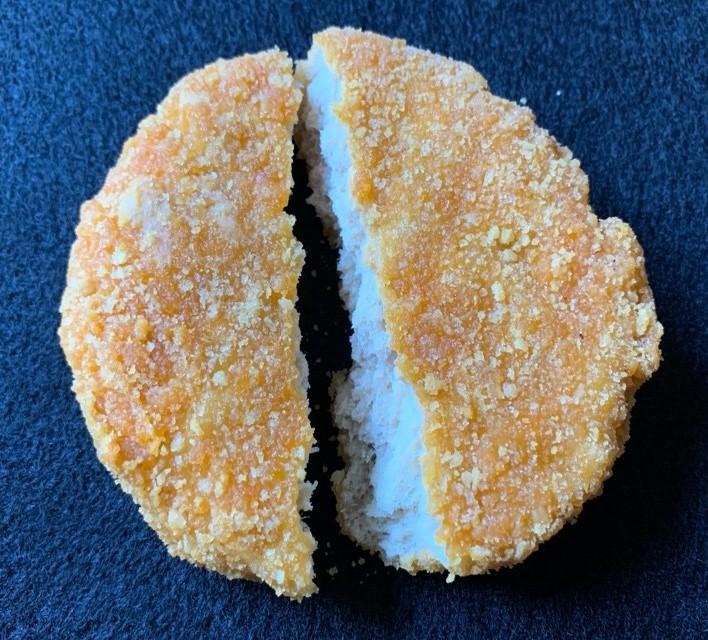 Figure 5. Chicken patty with complete break. The defect would be broken/incomplete