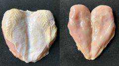 Figure 6. Boneless breast with (left) and without (right) the skin attached.